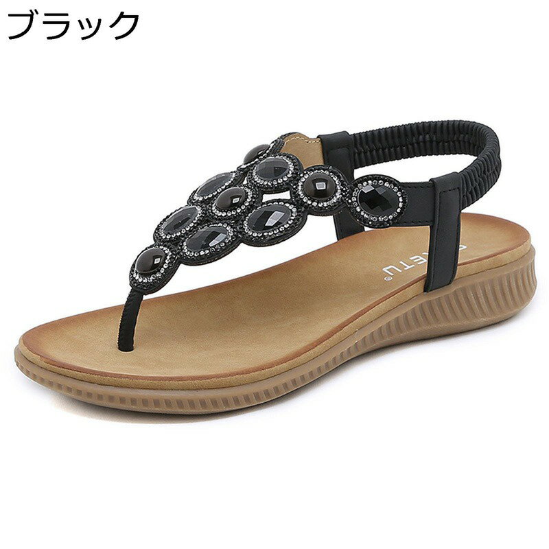 樂天商城 - レディース ビーチサンダル ボヘミアン 美脚 トングサンダル フラット 歩きやすい コンフォート 履きやすい リゾートサンダル 大きいサイズ 夏 軽量 通気性 滑らない 屈曲性 ぺたんこ 旅行 海 レジャー