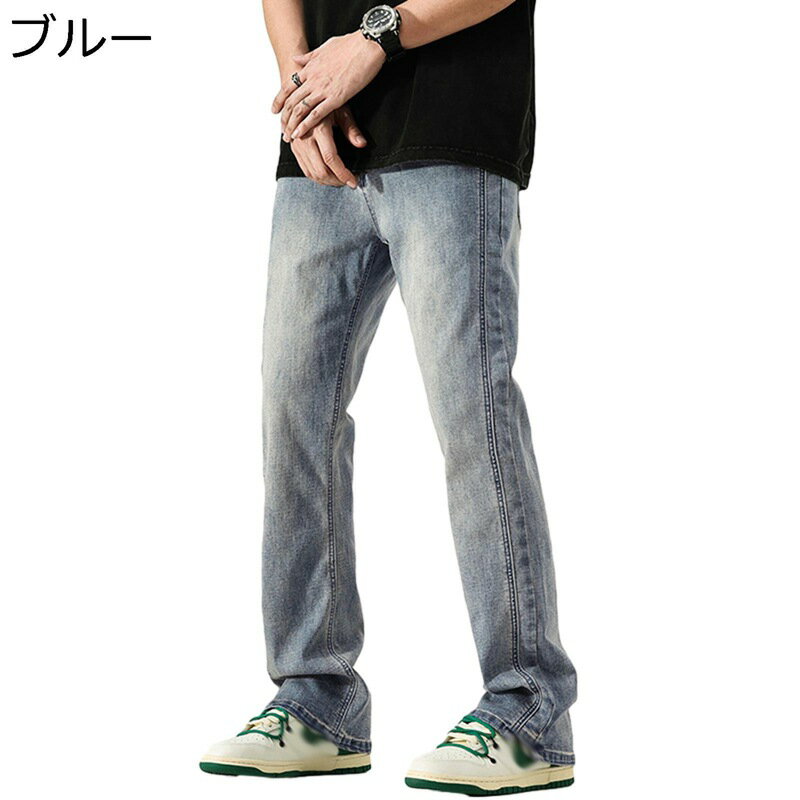 ジーンズ ジーパン メンズ デニムパンツ フレアー レトロ ゆったり ウォッシュ加工 大きいサイズ カジュアル 男性用 丈夫 アメカジ おしゃれ ラッパジーンズ 着回しやすい アウトドア ウオーキング