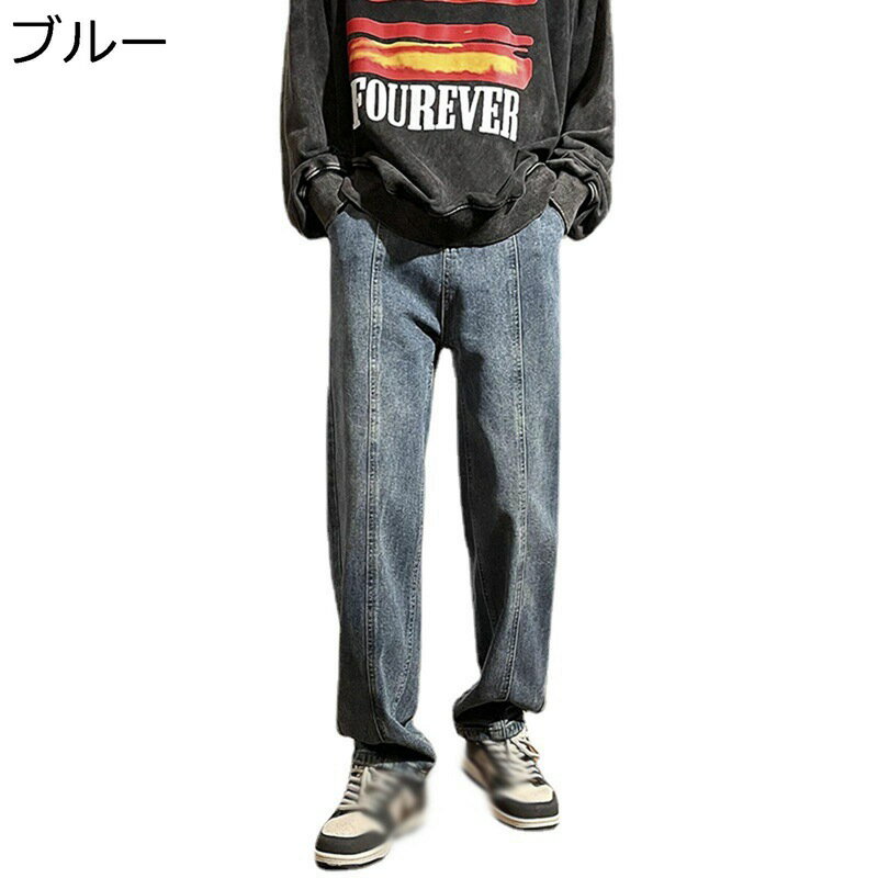 樂天商城 - ジーンズ メンズ ジーパン デニムパンツ ゆったり ストレート アメリカン ストリート レトロ 耐久性 通気 ウォッシュ加工 お肌に優しい カジュアル ロングパンツ 男性用 作業 普段使い オールシーズン