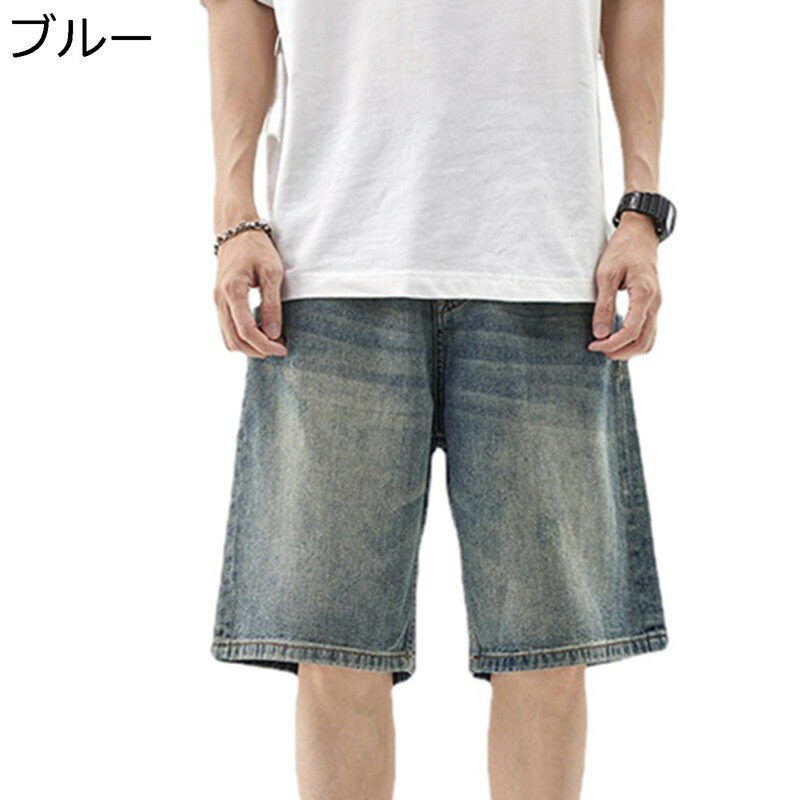 樂天商城 - デニムパンツ ショート メンズ ショートパンツ ジーンズ ジーパン ゆったり ワイド ストレート 5分丈 ウォッシュ加工 カジュアル 春夏 大きいサイズ アメカジ 耐久性 スポーツ ストリート アウトドア 日常 旅行 釣り