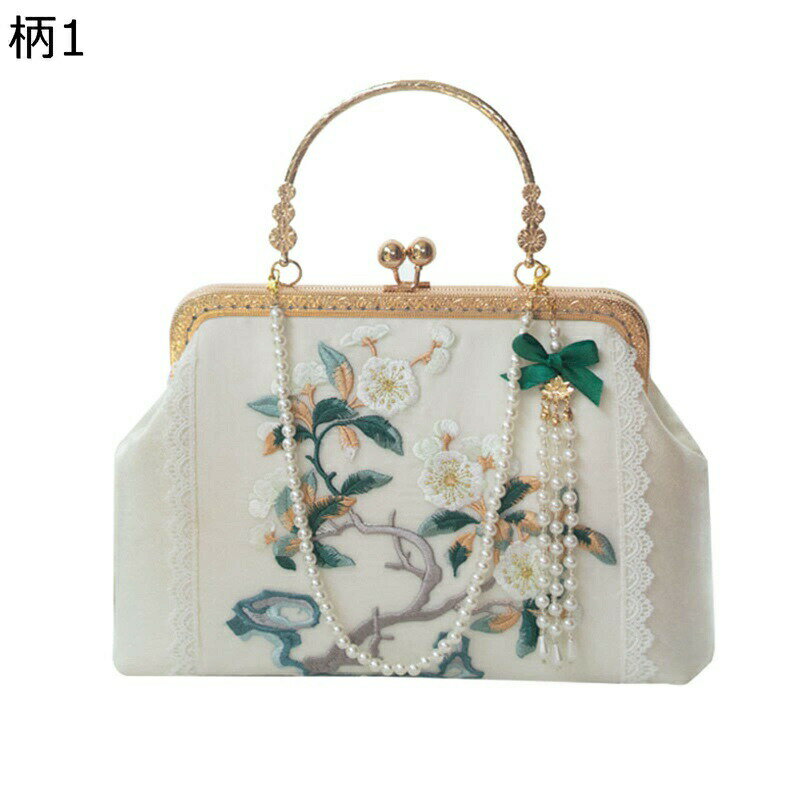 樂天商城 - パーティーバッグ クラッチバッグ 白 パールチェイン 3way がま口 花刺繍 牡丹 大きめ ビーズ ショルダー 結婚式 レディース かわいい おしゃれ ポシェット 財布 大人 普段使い フォーマル 卒業式 発表会