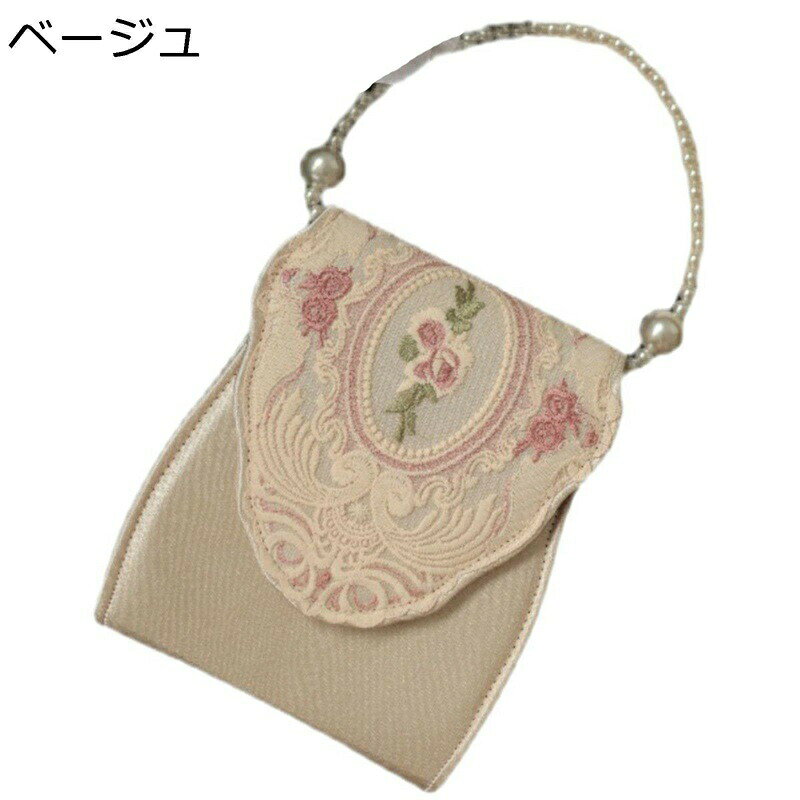 Other - ハンドバッグ PUレザー パールチェイン 薔薇 レース 刺繍 ローズ バラ ショルダー 斜め掛けバッグ パーティーバッグ クラッチバッグ 結婚式 撥水 ポシェット 長財布 小物収納 レディース プレゼント