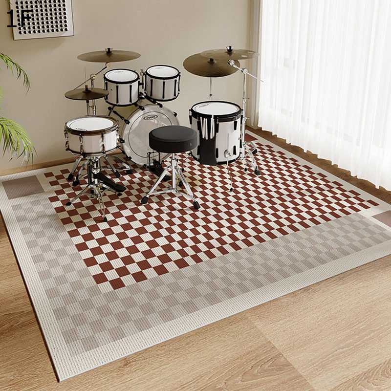 ピアノの防音絨毯 電子ピアノ 防振カーペット 防音マット ピアノラグ INS風 チェッ...