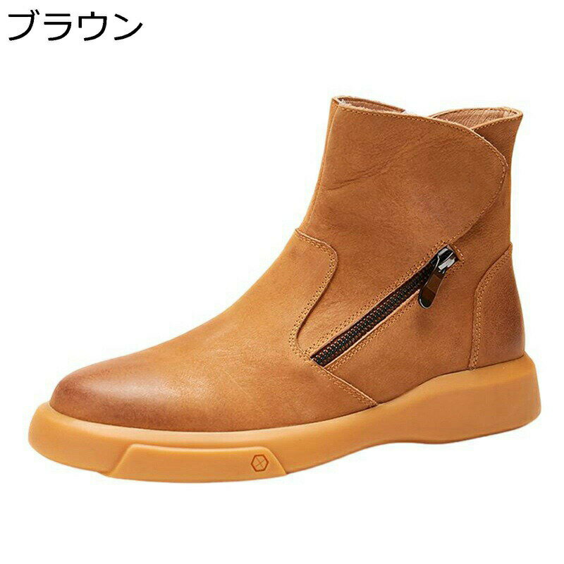 樂天商城 - ショットブーツ メンズ 本革 サイドジッパー ビジネスブーツ 革靴 ハイカット ワークブーツ 紳士靴 バイク用 カジュアル 耐磨 防滑 靴 おしゃれ アウトドア 牛革 ヴィンテージ ミリタリー系