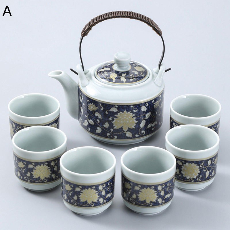 茶器セット 番茶器セット 6客セット ティーポットセット トレー 蓮の花 竹柄 緑 白 花茶 ティーセット 急須 日本茶 中国茶 携帯 茶器揃い 陶磁茶具 湯呑 和風 エレガント 来客用 御洒落 アウトドア
