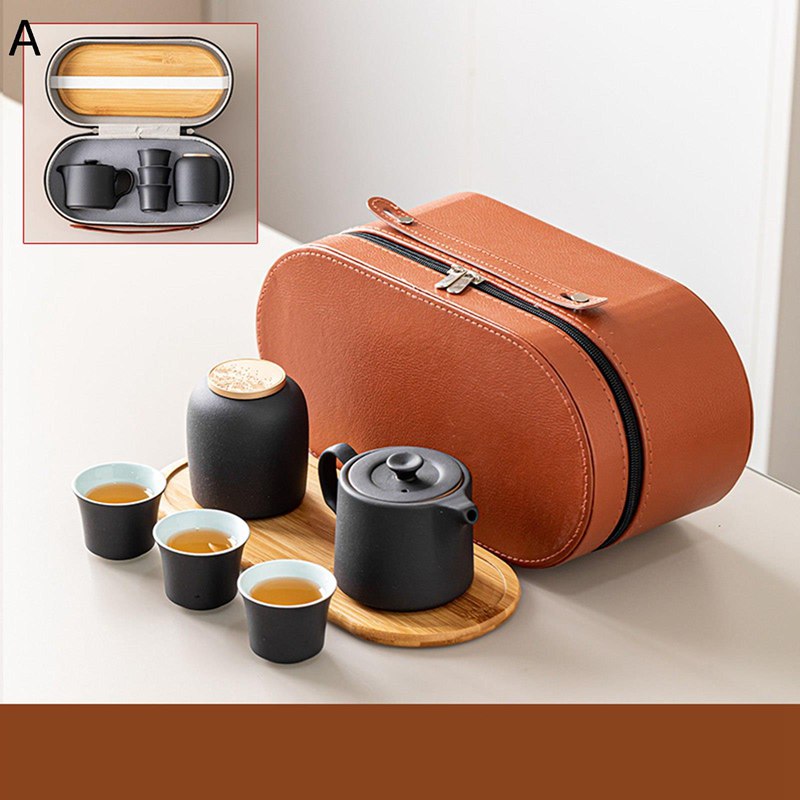 急須セット 旅行ティーセット グラデーション ティーセット ピンク 陶器 茶缶 ポータブル 収納バッグ付き 携帯用茶具 持ち運び便利 1ポット カンフーティーセット 和風急須 ジャスミン茶 日本茶 紅茶 緑茶 母の日