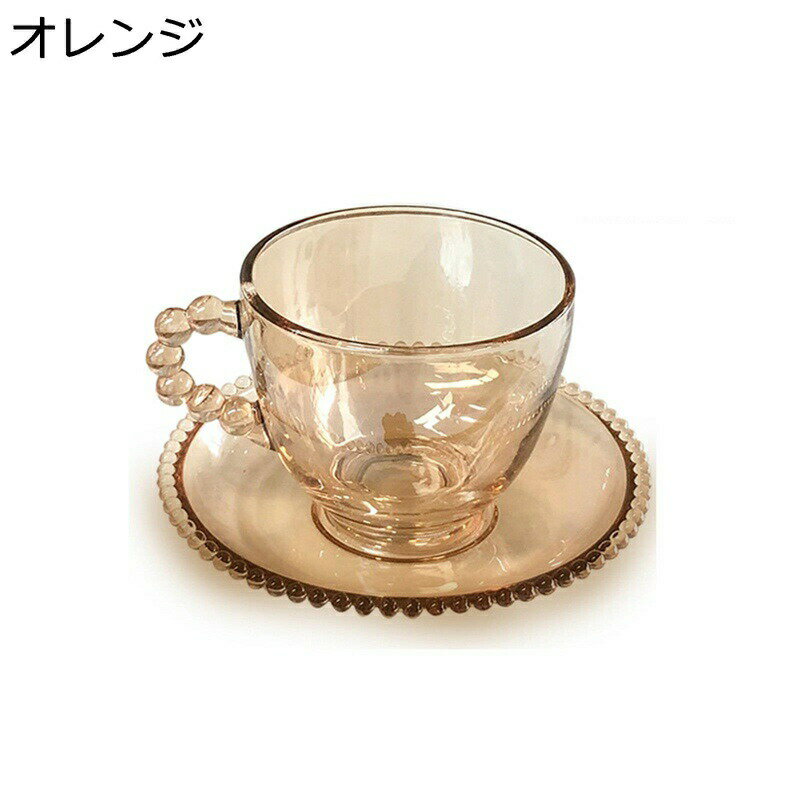 コーヒーカップ Tea Set ガラスカップ プレート 皿 朝食ミルクマグ ミルクカップ ティー コーヒー 兼用 耐熱カップ クリア フリル レト..