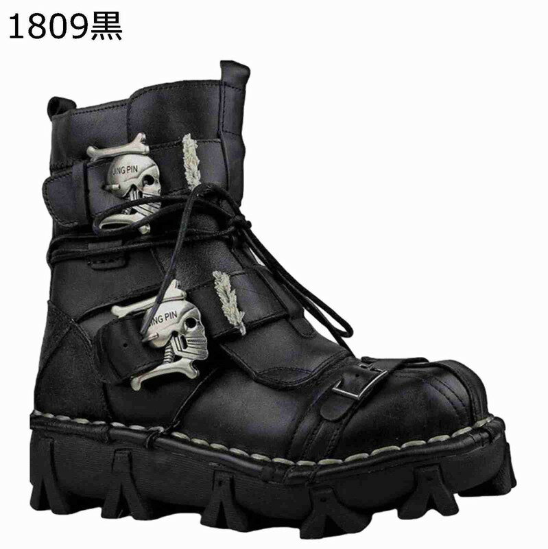 ライダーブーツ バイク用ブーツ メンズ 本革靴 厚底 編み上げ つま先ガード バックル パンク系 秋冬春 ミドルカット 作業靴 砂漠靴 大きいサイズ 暖か 保温 秋冬 プロテク 撥水 防滑 キャンプ ウォーキング