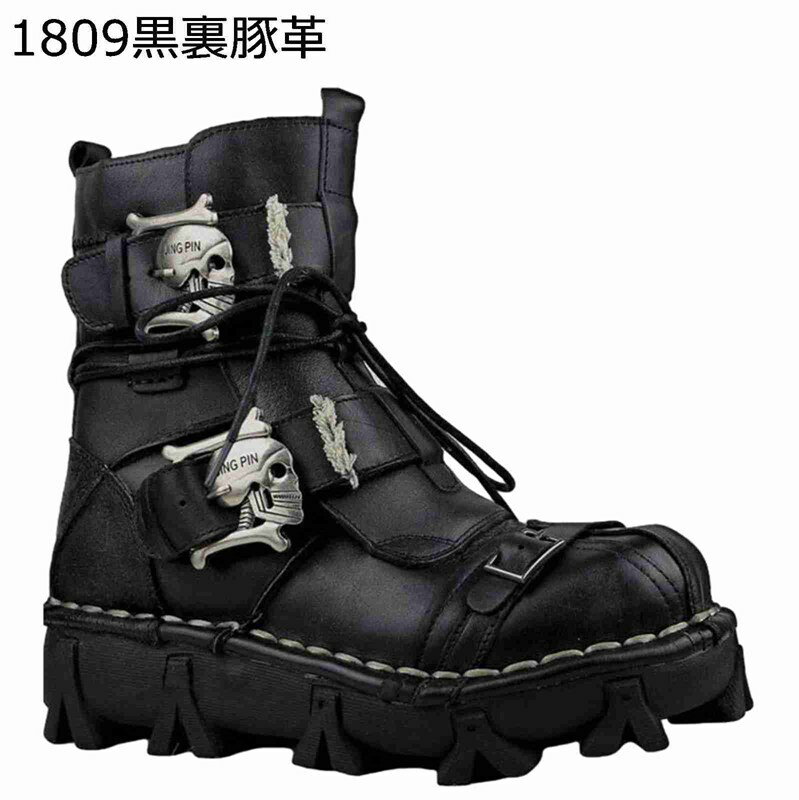 Other - ライダーブーツ バイク用ブーツ メンズ 本革 厚底 バックル 金具 パンク系 レースアップ 秋冬春 防滑 ミドルカット レーシングブーツ 大きいサイズ 防寒対策 冬用 汚れ加工 高耐久 ウォーキング バイク