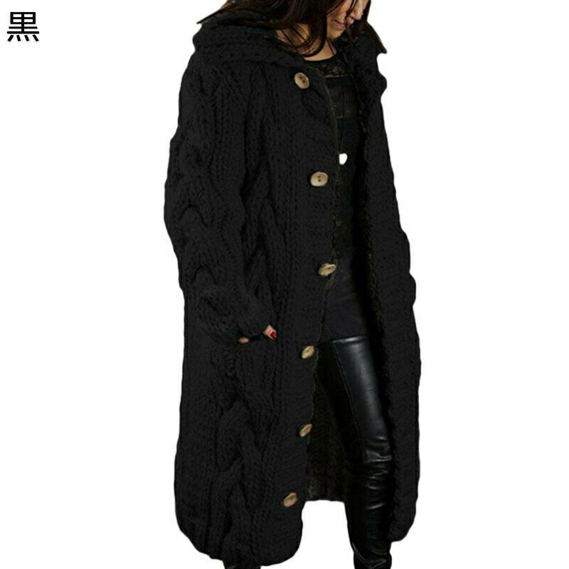 樂天商城 - ロングカーディガン 5xl 大きいサイズ ニット 厚い レディース 編み 暖かい 長袖 ショールポケット付き 折り襟 ボタン付き 重ね着 セーター 体型カバー スエット アウター 秋 冬 日常 普段用