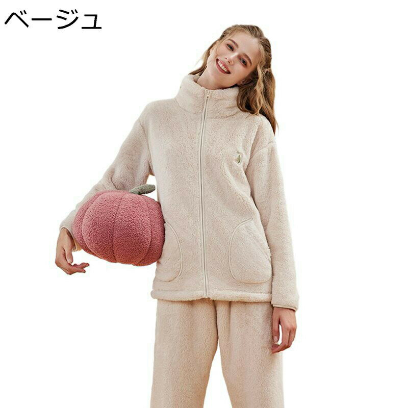 Underwear, Sleepwear - 上下set ネルパジャマ ルームウェア 寝巻き レディース メンズ フランネル 保温防寒 暖か ぱじゃま もこもこ 厚い 前開き お揃い ソフト ゆったり シンプル 室内 便利服 ナイトウェア 秋冬
