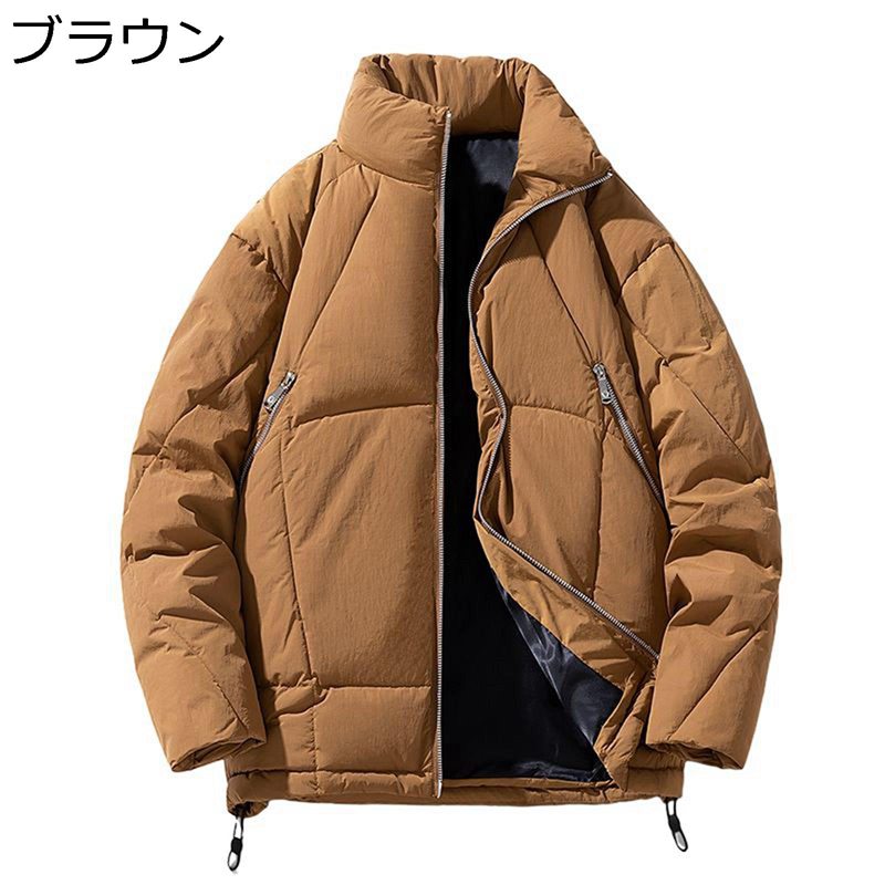 樂天商城 - メンズ 中綿ジャケット 厚手 アウター ダウンコットン 綿入り ブルゾン 立ち襟 カジュアル ゆったり 無地 シンプル アウトドア 冬用 ユニセックス 防寒着 保温 モコモコ ジャンパー アウトドア 普段着