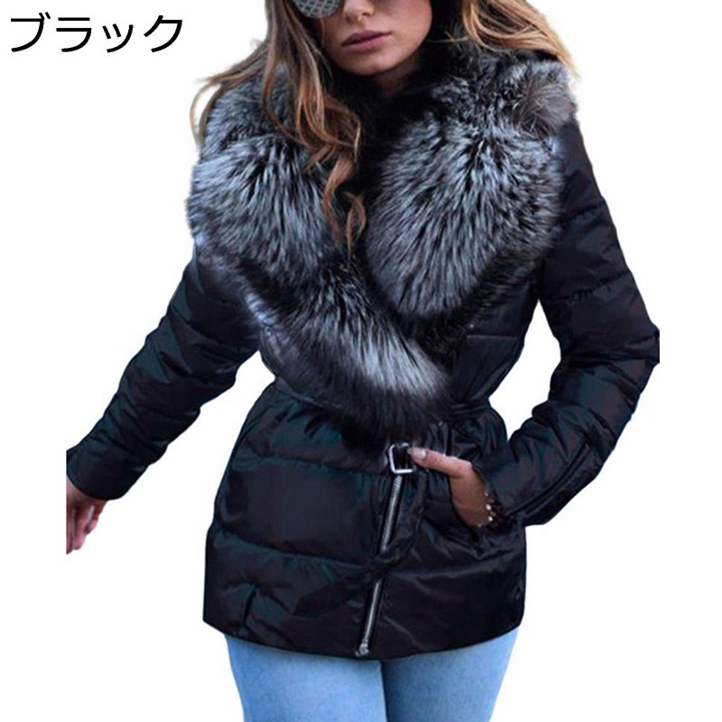 中綿 ジャケット フェイクファー衿 レディース 厚手 防寒 暖かい ダウンジャケット フード付き 冬服 ショートコート 防寒着 着痩せ 体..