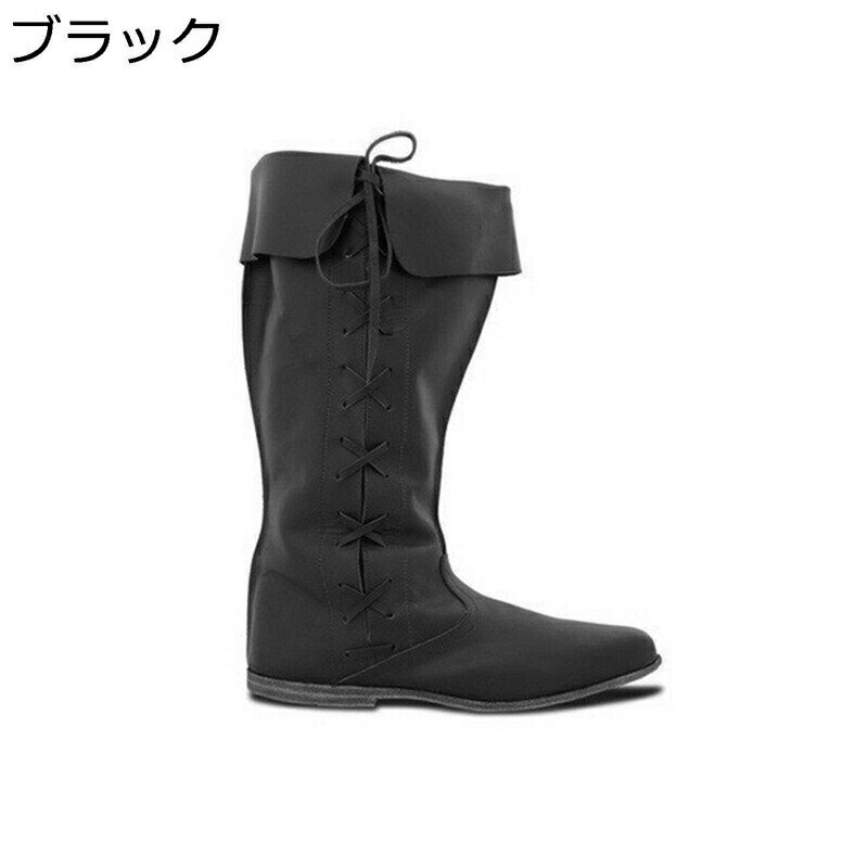 樂天商城 - メンズ ロングブーツ レザー ジョッキーブーツ 折り返し 秋冬 サイド編み ハイカット 短靴 防寒対策 プレーントゥ 手作り 防滑 フラット オシャレ カジュアル お兄系 乗馬靴 コスプレ 大きいサイズ