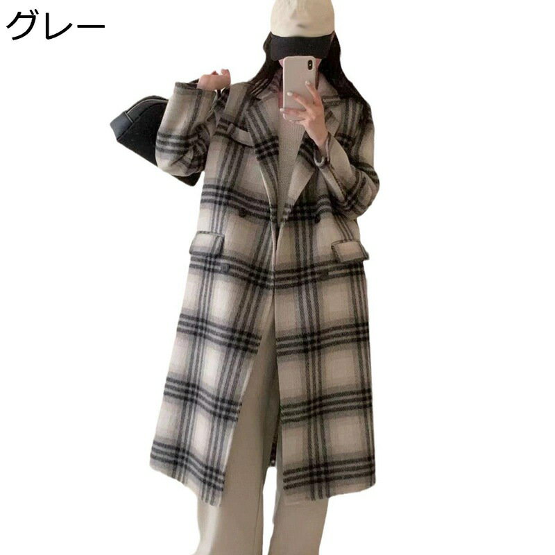 樂天商城 - チェックコート レディース ラシャコート チェスターコート ロング丈 秋冬服 テーラード アウターコート ゆったり カジュアル ウール混紡 着回し おしゃれ ストリート キレイめ ベーシック