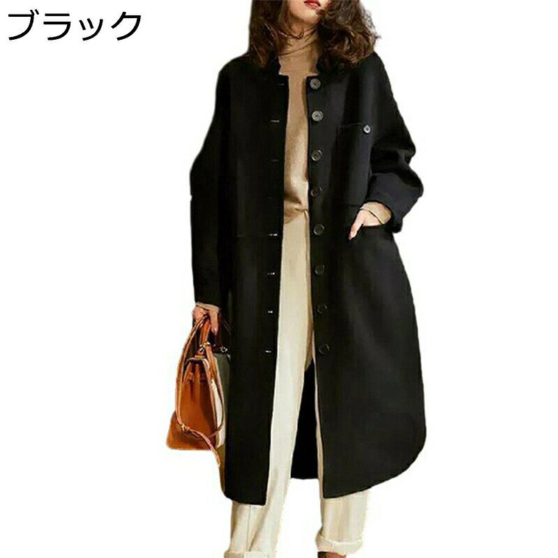 樂天商城 - ラシャコート ロングコート M~3XL チェスターコート レディース トレンチコート 秋冬服 パッチワーク 大きいサイズ アウター おしゃれ 体型カバー 日系 ファッション カジュアル 大きいサイズ 黒 緑