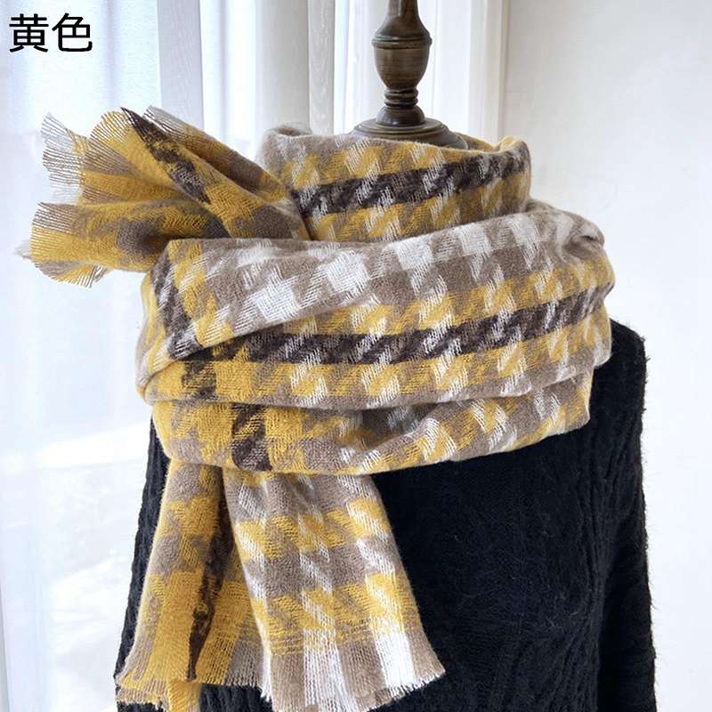 マフラー ボリューム 千鳥柄 ストール 大判 ひざ掛け 膝掛け 男女兼用 ふわふわ ウールタッチ リバーシブル 保温 ロングマフラー 女性 静電気防止 韓国ファッション 柔らかい 通勤 通学 大人 秋冬