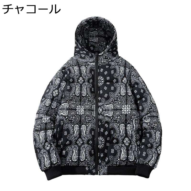 樂天商城 - ダウンコート ユニセックス ダウンジャケット 冬服 プリント ストリート 個性 カップル 男女兼用 大きいサイズ カジュアル 厚手 フード付き コート カッコイイ 学生 お出かけ 通学