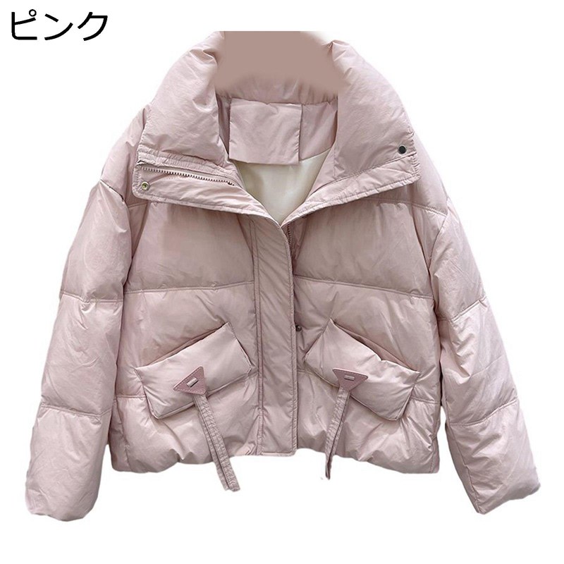 Vests - レディース ダウンジャケット 折り襟 セーラー襟 ジップアップ アヒル羽毛 ポケット付き ボタン付き ウィンタージャケット ダウン入れ 長袖 保温 動きやすい 柔軟 防水 トレンド 簡約 秋 冬