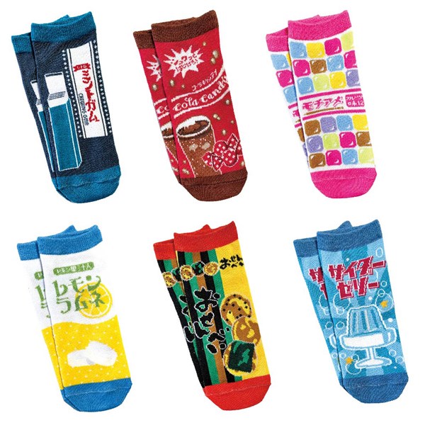 ソックス 駄菓子 靴下 6足セット スニーカー丈 【2点までメール便対応】 かわいい 柄 入り カジュアル ..