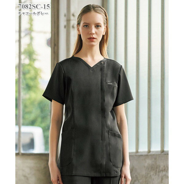 7082SC レディスジップスクラブ チュニック 医療白衣 看護白衣 フォーク Medical Wear スクラブ FOLK【白衣】