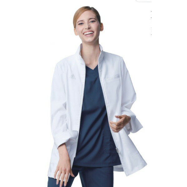 sms203-10 レディスドクターハーフコート 女子白衣 診察着 医療 介護 KAZEN カゼン 薬局衣 サックス 医療