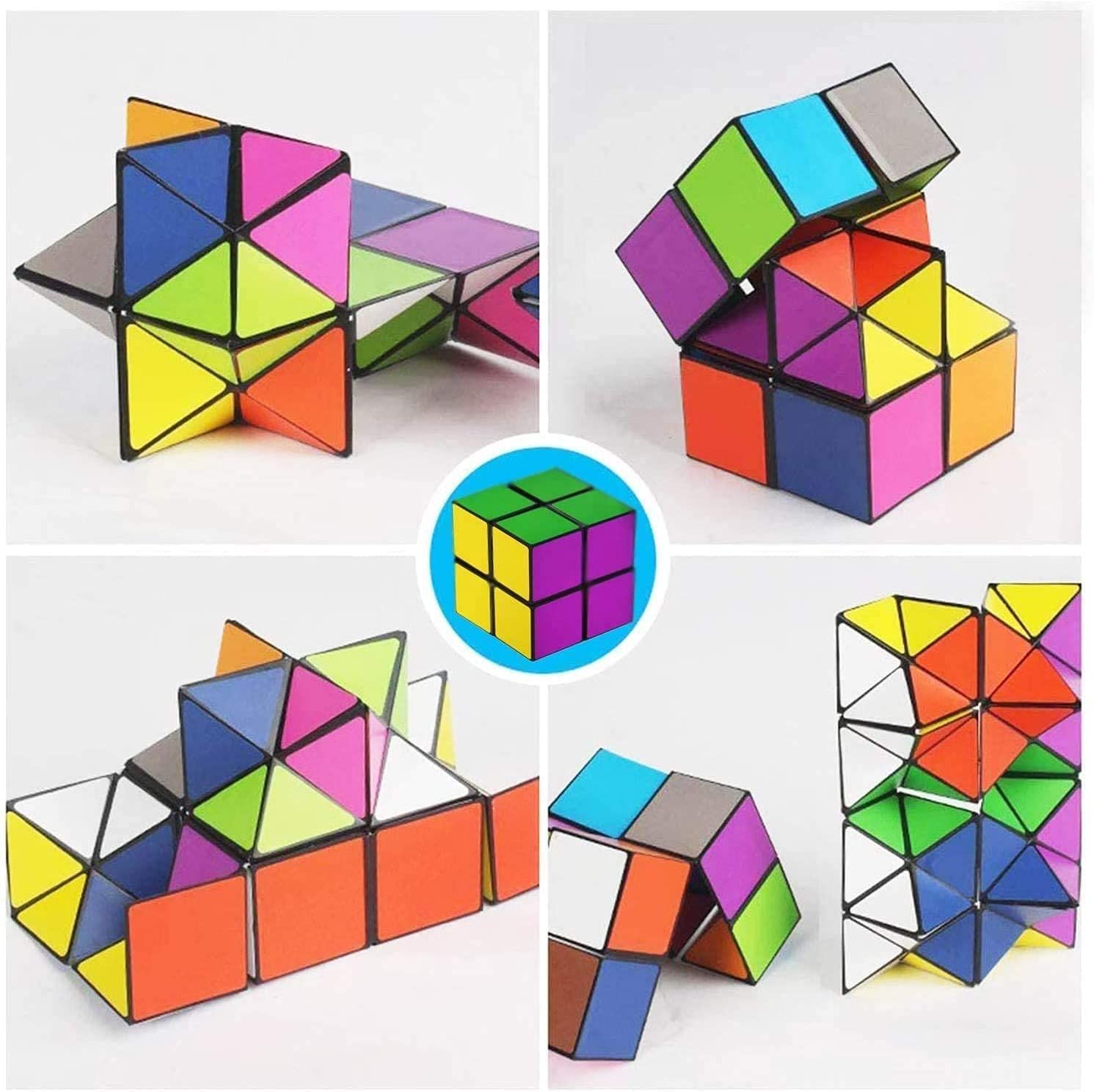 マジックスターキューブ 2in 1立体キューブ 折りたたみキューブ 無限キューブパズル 魔方 2 in 1セット 無限キューブ ユークリッドキューブ インフィニティキューブ ストレス解消 育脳 脳トレ 知能ゲーム 知育玩具