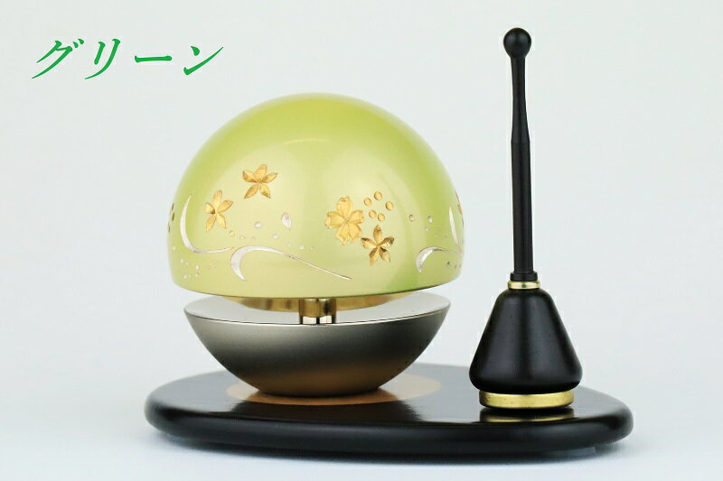 インのおり▎ たまゆらりん コンパクト かわいい おしゃれ りん棒 敷板 モダン仏具 ミニ仏壇 モダン仏壇 仏具セット おりんセット:唐 桜彫入り 1.8寸 3点セット 日本製 モダン仏具 おりん ピンク グリーン でるのもた
