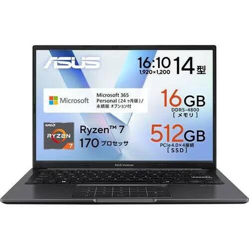 ノートPC Vivobook 14 M1405NAQ-R7165YAWS [14型 /Ryzen 7 170 /RAM:16GB /SSD:512GB /Windows 11 Home /Office OP付 /インディーブラック]