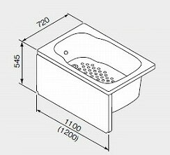 ■対応機種　バスイング　FRP製浅型浴槽　追いだき循環口あり／水栓用穴無し　浴槽カラーは【STW】スマートホワイトのみ図は左排水（L）タイプです。【0901332】