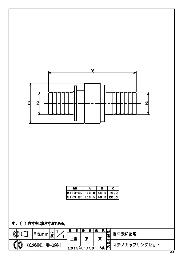 カクダイ 水栓材料 マチノカップリングセット【5173-20】
