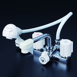 KVK 一時止水付2ハンドルシャワー(240mmパイプ付)（寒冷地用） 【KF14EF2】