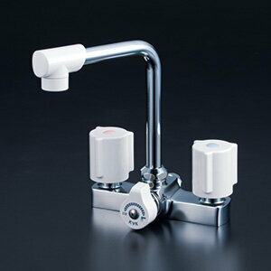 KVK　【KM14E】　一時止水付2ハンドル混合栓　洗面用水栓 ＞ 台付2ハンドル【NP後払いOK】