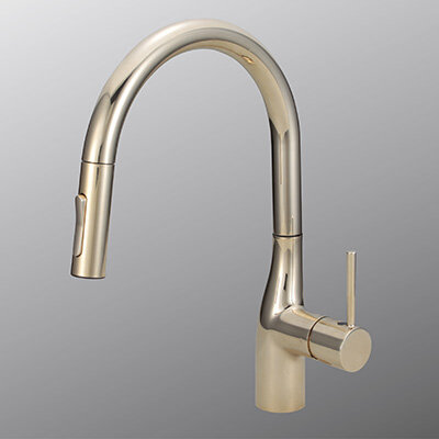 KVK グースネックシングルレバー式混合栓（Eレバー）金めっき【KM6061ZECG】