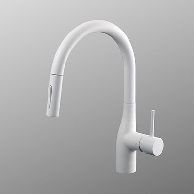 KVK　【KM6061VECM4】　グースネックシングルレバー式混合栓（eレバー・回転規制）　キッチン用水栓 ＞ 台付1穴シングルレバー【NP後払いOK】