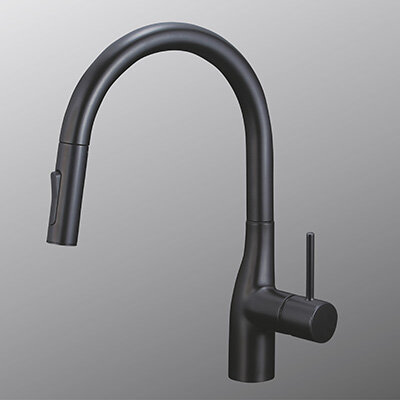 KVK グースネックシングルレバー式混合栓（Eレバー・回転規制） マットブラック【KM6061ZVECM5】