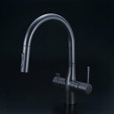 KVK 【KM6081SCVECM5】 浄水器付グースネックシングルレバー式混合栓(eレバー・回転規制) キッチン用水栓 > 台付1穴浄水器付【NP後払いOK】