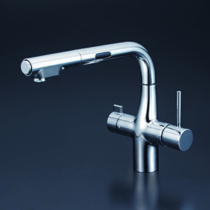 KVK ビルトイン浄水器用シングルシャワー付混合栓（センサー）　電池 【KM6131DEC】
