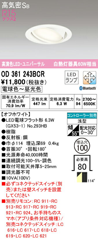 オーデリック ダウンライト 【OD361243BCR】【OD 361 243BCR】