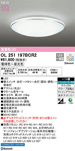 オーデリック シーリングライト シーリングライト 【OL251197BCR2】【OL 251 197BCR2】 オーデリック シーリングライト シーリングライト 【OL251197BCR2】【OL 251 197BCR2】