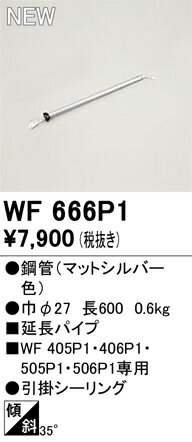 オーデリック 延長パイプ パイプ吊り器具専用 長600 シーリングファン 【WF666P1】【WF 666P1】
