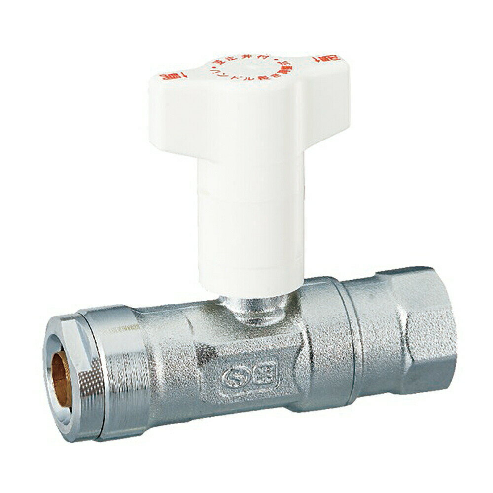 ・架橋ポリエチレン管はワンタッチ接続。・逆止弁内蔵のボールバルブ。・給湯器配管に便利。・ハンドルは長さ調整式、ワンタッチ着脱式。 商品詳細 ●材質・黄銅●仕様・最高許容圧力：1.0MPa・使用温度範囲：5℃〜35℃（※二次側逆流時は80℃以下）・使用流体：水・最低作動圧力（逆止弁）：4kPa●サイズ・適用管：架橋ポリエチレン管16A・ねじサイズ：Rc3/4・L：95mm・H：67.5mm・最小内径：Φ12.5mm●注意事項・流水方向を確認して使用してください。取り付け姿勢は任意です。・逆止弁は凍結により、破損する場合があります。必要に応じて、凍結防止対策を行ってください。・商品・施工例の写真は代表です。 関連資材・おすすめ商品 逆止弁付　樹脂管×平行おねじ 逆止弁付　樹脂管×テーパめねじ 逆止弁付　樹脂管×ナット付アダプター 逆止弁付　樹脂管×ナット付アダプター　22.5°エルボ 逆止弁付　樹脂管×平行おねじ　エルボ 逆止弁付　樹脂管×ナット付アダプター　エルボ21