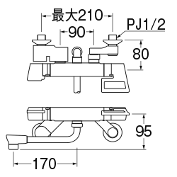 三栄水栓[SANEI]【SK181-S3L17D】 サーモシャワー混合栓（レイニー付） 混合栓 壁付サーモスタット式