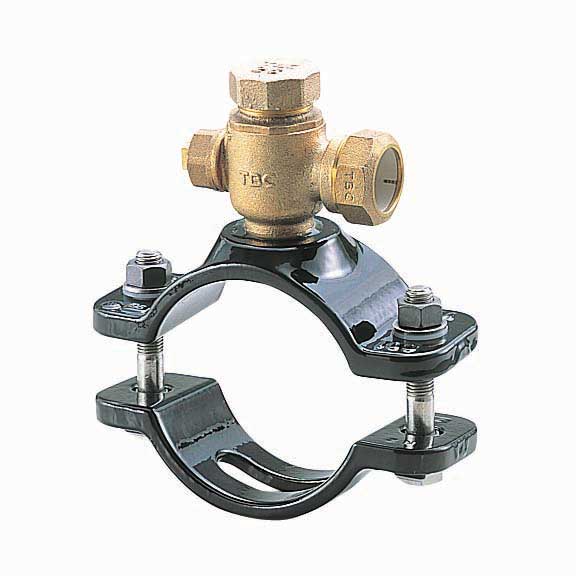 タブチ TBC TABUCHI 【43632500-25】 ボールサドル ポリ接続形 防フ付 日本水道協会形サドル付分水栓 ボール式ビニル・鋼管兼用 ポリエチレン管用継手一体型 鉛レス銅合金 品番：150X20 PNXV-L