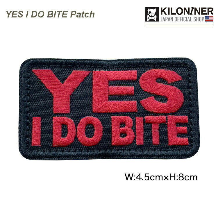KILONINER TOP ＞ 商品一覧 ＞ パッチ 商品名【KILONINER YES I DO BITE Patch Patch 】 商品説明 YES I DO BITE Patchです（噛むよ！！） ブラック＆レッドのカラーがアクセントになります。 裏面は面ファスナーなので、アイロンや穴あけの必要も無く、簡単にハーネスやリードに貼り付けてカスタマイズが楽しめます。 ※洗濯の際はパッチを取り外してください。 サイズ Height : 4.5cm Width : 8cm よくあるご質問 Q. いつ発送されますか？ A. 即日発送(土日祝除く) ＞ 最短翌日お届け Q. 日時指定はできますか？ A. 可能です。決済画面にてご希望の日時をお選びください。 ご注文時の注意事項 ■生産時期や製造ロットにより、色味・質感・仕様・デザイン等に若干の個体差が生じる場合がございますが、品質には問題ございません。あらかじめご了承ください。 ■製品仕様やパッケージは改良のため予告なく変更される場合があります。 ■北海道・沖縄・東北地域は中2日程お届け迄にお時間を要します。その為日時ご指定いただきました場合もご希望に添えない場合がございます。また、配送業者様の運行状況や天候によりお届け日が前後する可能性がございます。予めご了承くださいませ。 ■当サイトでは複数店舗で在庫を共有しているため、タイミングにより在庫数にずれが生じる場合がございます。 ご注文時にサイトにて在庫があった場合でも僅差により商品が欠品となる場合もございます。 その場合は、ご注文確認後に当店より欠品の旨ご連絡させていただきます。大変ご迷惑をお掛けいたしますが、あらかじめご了承いただけますようお願いいたします。 ■環境に配慮し、当店では簡易包装にてお届けいたします。 ■洗濯方法については、洗濯表示タグをご確認ください。 ■返品・交換・修理について [必読] ご注文に関する注意事項 ＞KILONINER TOP ＞ 商品一覧 ＞ パッチ