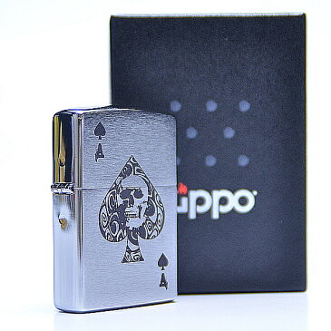 zippo/zippo ライター/zippo /zippo オイル/ジッポライター スカル スペード トランプ ZIPPO 200 トランプ柄 スペード柄 エース クロムサテーナ 髑髏 ドクロ 骸骨 刻印 レーザー 防災グッズ 地震対策 ギフト プレゼント 送料無料