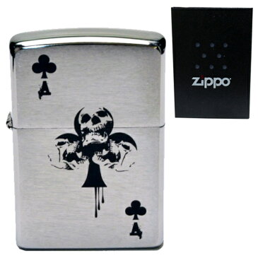 zippo ライター オイル/ジッポライター スカル クローバー トランプ ZIPPO 200 200番 トランプ柄 クローバー柄 エース クロムサテーナ パンク ロック 髑髏 ドクロ 骸骨 刻印 レーザー 防災グッズ 地震対策 ギフト プレゼント 送料無料