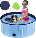 ★24%OFF券!DEWEL ペットプール 犬用 猫用 バス 子供用 小型犬 中型犬 折り畳み ベビー用 PVC複合素材 水抜き栓付き ハンドル付き 持運び便利 空気入れ不要 実用性がある 収納便利 入浴用 屋内屋外適用 ポータブルプール 犬 猫 子供用 贈り物 (直径80cm、高さ30cm)