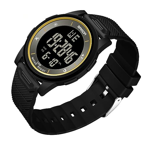 Timever（タイムエバー）デジタルうで時計 メンズ 薄型 軽量 装着感よい 防水腕時計 led watch アラー..