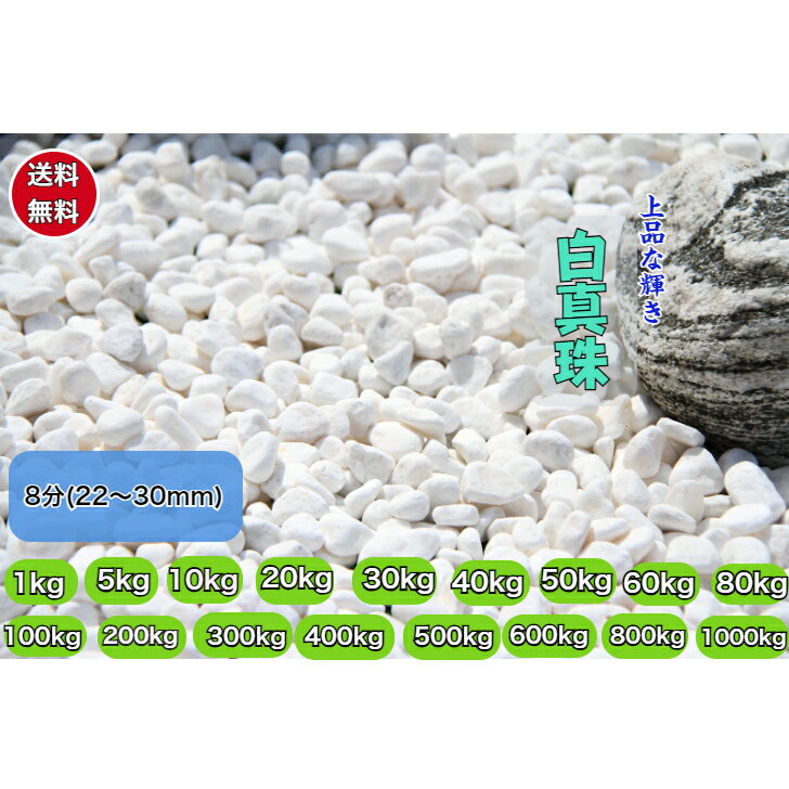 庭石　白玉砂利　白真珠 　 ホワイトお庭　園芸　観葉植物　花壇　テラス　ガーデニング　敷砂利　おし..